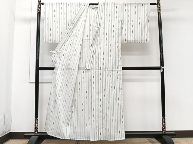 平和屋着物＊夏物　小紋　絽　矢羽文　洗える着物　CABI3931xi