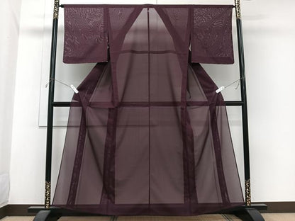 平和屋着物＊夏物　色無地　絽　紫鳶色　洗える着物　未使用　CABI3933xi