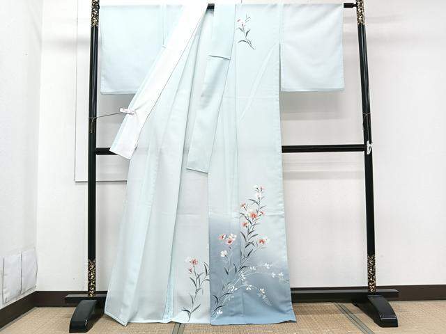 平和屋着物＊夏物　訪問着　絽ちりめん　枝草花文　暈し染め　洗える着物　CABI3936xi