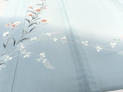 平和屋着物＊夏物　訪問着　絽ちりめん　枝草花文　暈し染め　洗える着物　CABI3936xi