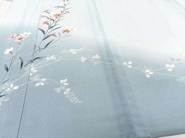 平和屋着物＊夏物　訪問着　絽ちりめん　枝草花文　暈し染め　洗える着物　CABI3936xi