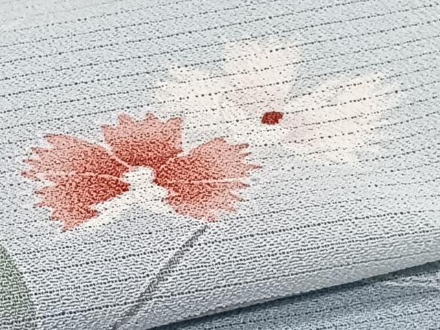 平和屋着物＊夏物　訪問着　絽ちりめん　枝草花文　暈し染め　洗える着物　CABI3936xi