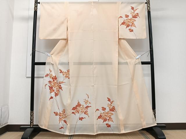 平和屋着物＊夏物　訪問着　絽　枝草花文　暈し染め　金彩　洗える着物　CABI3937xi