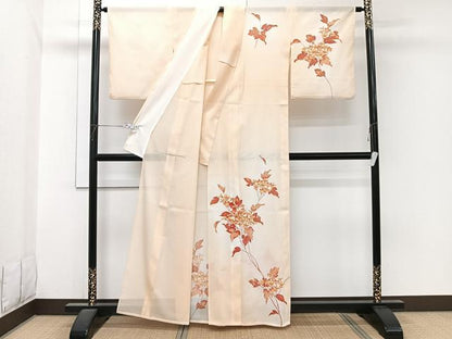 平和屋着物＊夏物　訪問着　絽　枝草花文　暈し染め　金彩　洗える着物　CABI3937xi