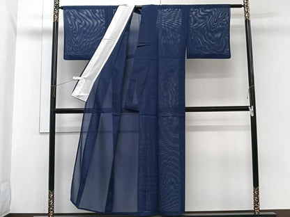 平和屋着物＊夏物　色無地　絽　留紺色　洗える着物　CABI3938xi