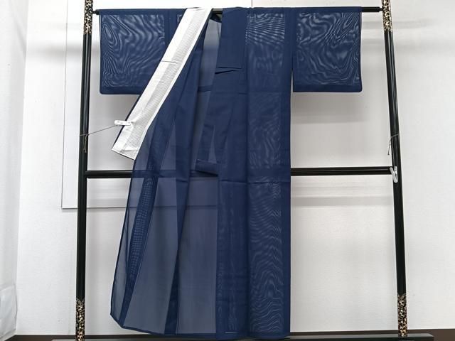 平和屋着物＊夏物　色無地　絽　留紺色　洗える着物　CABI3938xi