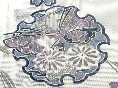 平和屋着物＊夏物　訪問着　絽　流水雪輪花蝶文　洗える着物　CABI3939xi