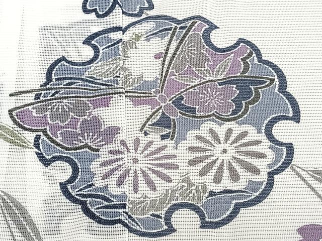 平和屋着物＊夏物　訪問着　絽　流水雪輪花蝶文　洗える着物　CABI3939xi