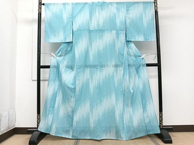 平和屋着物＊夏物　小紋　紗　縞花文　洗える着物　CABI3941xi