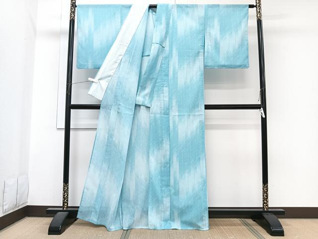 平和屋着物＊夏物　小紋　紗　縞花文　洗える着物　CABI3941xi