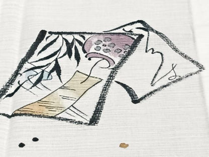 平和屋着物＊夏物　訪問着　紗　手描き　色紙立波文　金彩　洗える着物　CABI3942xi