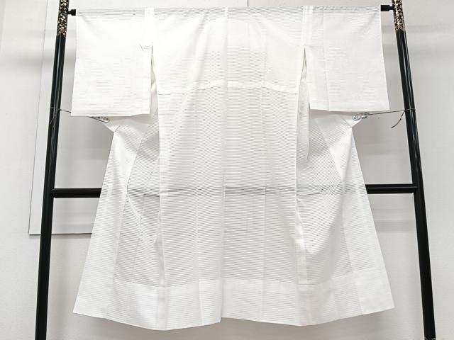平和屋着物＊夏物　長襦袢　変わり絽　流水草花文　白色　洗える着物　CABI3946xi