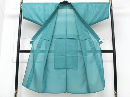 平和屋着物＊夏物　男性　長襦袢　絽　青碧色　洗える着物　CABI3947xi