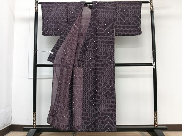 平和屋着物＊夏物　小紋　紗　亀甲文　洗える着物　CABI3949xi