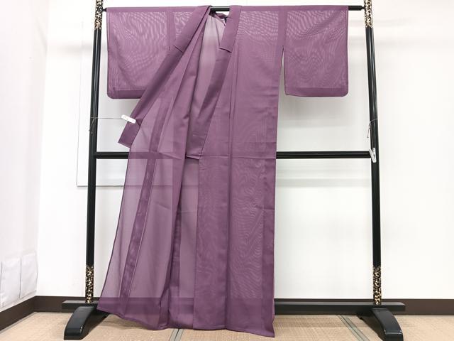 平和屋着物＊夏物　色無地　絽　古代紫色　洗える着物　CABI3951xi