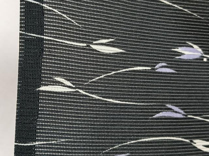 平和屋着物＊夏物　小紋　絽　芝草文　黒地　洗える着物　CABI3952xi