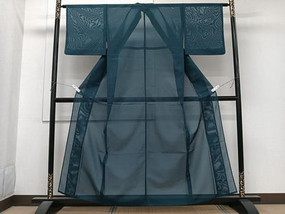 平和屋着物＊夏物　色無地　絽　高麗納戸色　洗える着物　CABI3953xi