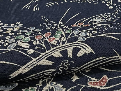 平和屋着物＊夏物　小紋　絽　片輪車流水草花文　正絹　逸品　CABI3960xi