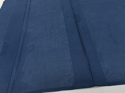 平和屋着物＊夏物　色無地　縦絽　青海波丸紋紗　留紺色　正絹　逸品　CABI3963xi
