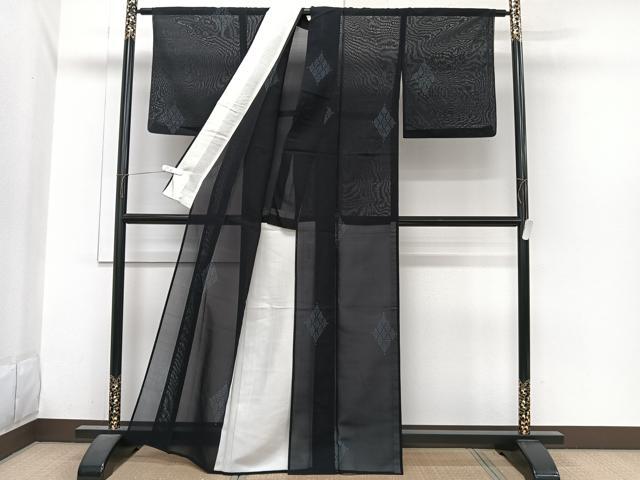 平和屋着物＊夏物　紗紬　菱文様　正絹　逸品　CABI3967xi