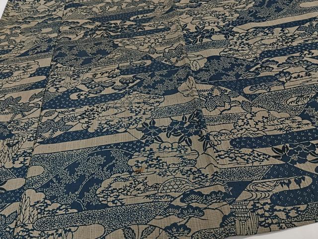 平和屋着物＊夏物　本場阿波藍染　角田智造　小紋　紗紬　絵霞風景文　正絹　逸品　CABI3968xi