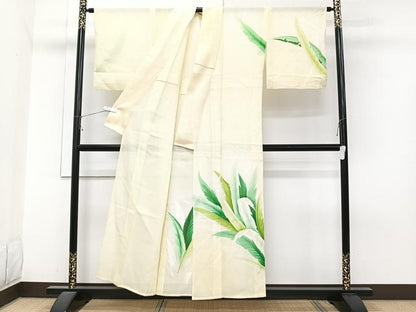 平和屋着物＊夏物　訪問着　絽　手描き　草文　正絹　逸品　CABI3969xi