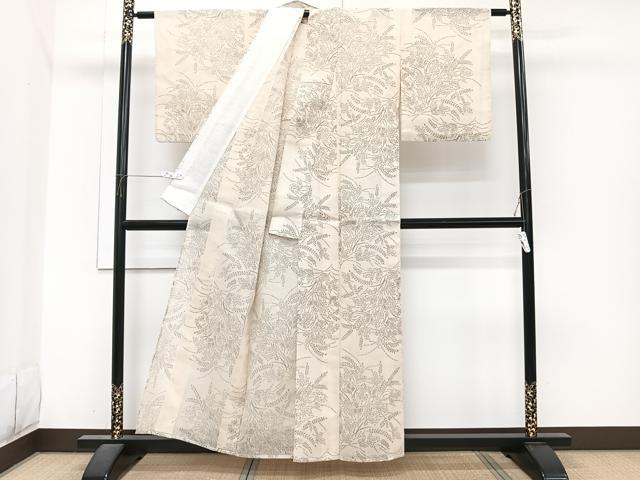 平和屋着物＊夏物　小紋　紗　枝葉文　洗える着物　CABI3975xi