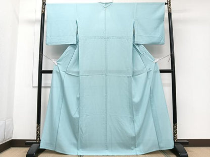 平和屋着物＊夏物　色無地　絽　白藍色　正絹　逸品　CABI3979xi