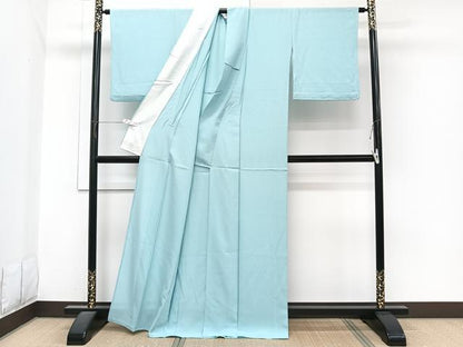 平和屋着物＊夏物　色無地　絽　白藍色　正絹　逸品　CABI3979xi