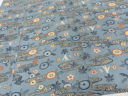 平和屋着物＊夏物　小紋　絽　型染め　流水草花文　正絹　逸品　CABI3980xi