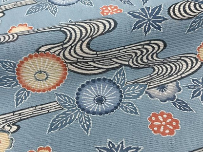 平和屋着物＊夏物　小紋　絽　型染め　流水草花文　正絹　逸品　CABI3980xi
