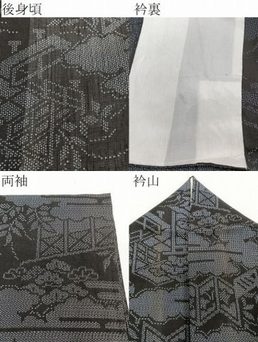 平和屋着物＊夏物　夏結城　100亀甲　雲取り風景花文　正絹　逸品　CABI3981xi