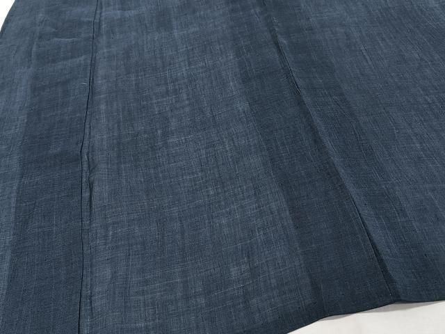 平和屋着物＊夏物　本場小千谷縮　鉄御納戸色　麻　逸品　CABI3983xi