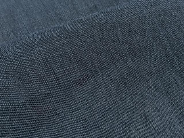 平和屋着物＊夏物　本場小千谷縮　鉄御納戸色　麻　逸品　CABI3983xi