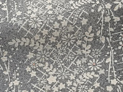平和屋着物＊夏物　小紋　絽　間道草花文　反端付き　正絹　逸品　CABI3986xi
