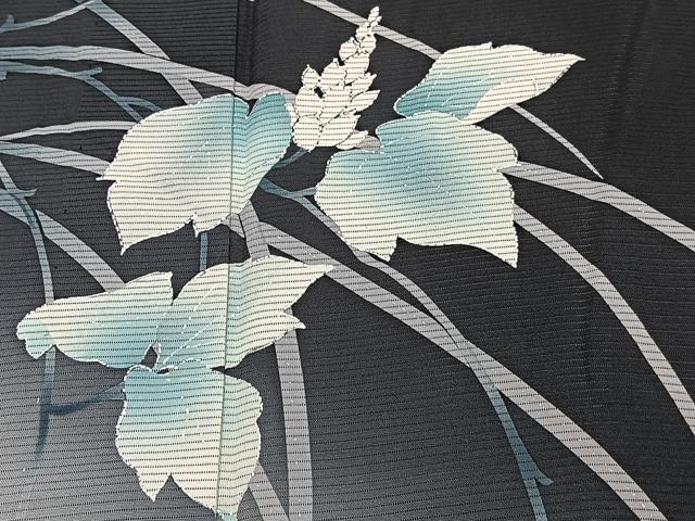 平和屋着物＊夏物　訪問着　絽　草花文　暈し染め　黒地　正絹　逸品　CABI3987xi