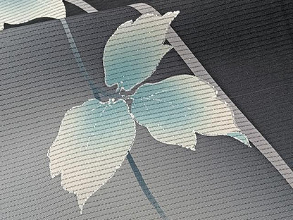 平和屋着物＊夏物　訪問着　絽　草花文　暈し染め　黒地　正絹　逸品　CABI3987xi