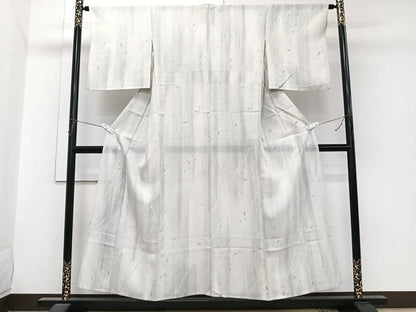 平和屋着物＊夏物　小紋　絽　枝葉文　正絹　逸品　CABI3988xi