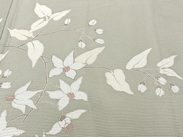 平和屋着物＊夏物　訪問着　絽　駒刺繍　枝草花文　銀彩　三越扱い　正絹　逸品　CABI3989xi