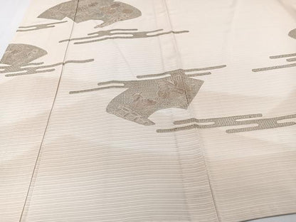 平和屋着物＊中国三大刺繍　スワトウ刺繍　総刺繍　夏物　訪問着　変わり絽　地紙鴛鴦草花文　金彩　正絹　逸品　CABI3990xi
