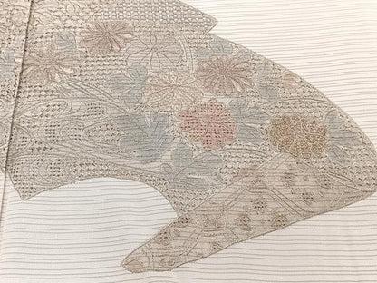 平和屋着物＊中国三大刺繍　スワトウ刺繍　総刺繍　夏物　訪問着　変わり絽　地紙鴛鴦草花文　金彩　正絹　逸品　CABI3990xi