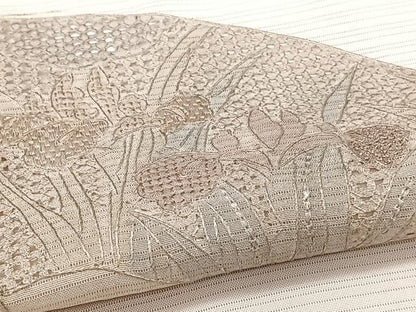 平和屋着物＊中国三大刺繍　スワトウ刺繍　総刺繍　夏物　訪問着　変わり絽　地紙鴛鴦草花文　金彩　正絹　逸品　CABI3990xi