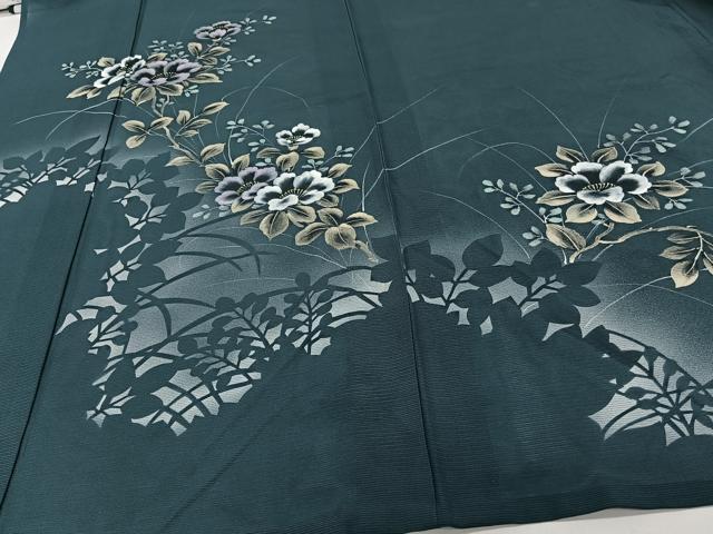 平和屋着物＊夏物　訪問着　絽　手描き　草花シルエット　正絹　逸品　CABI3991xi