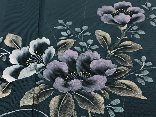 平和屋着物＊夏物　訪問着　絽　手描き　草花シルエット　正絹　逸品　CABI3991xi