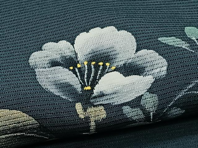 平和屋着物＊夏物　訪問着　絽　手描き　草花シルエット　正絹　逸品　CABI3991xi