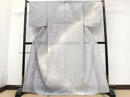 平和屋着物＊夏物　訪問着　枝垂れ草花紋絽　暈し染め　金銀彩　正絹　逸品　CABI3992xi