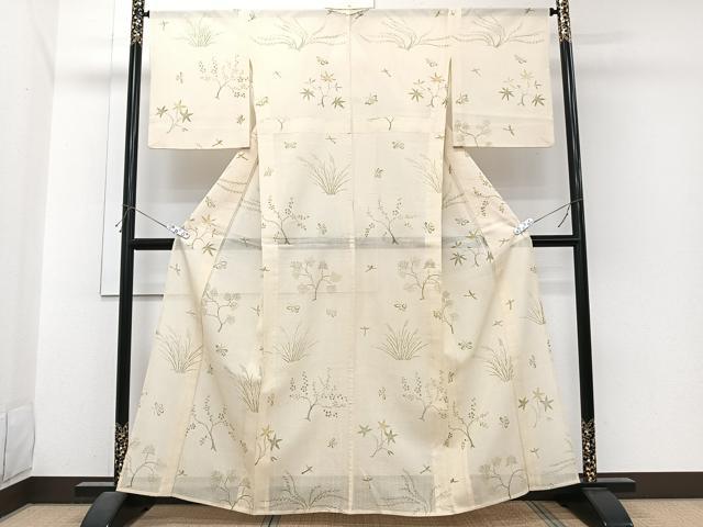 平和屋着物＊夏物　訪問着　絽　花鳥文　正絹　逸品　CABI3993xi