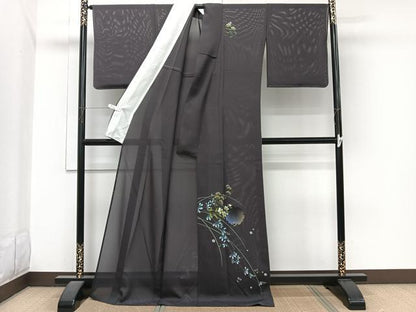 平和屋着物＊夏物　訪問着　絽　雪輪花蝶文　ロング丈　正絹　逸品　CABI3994xi