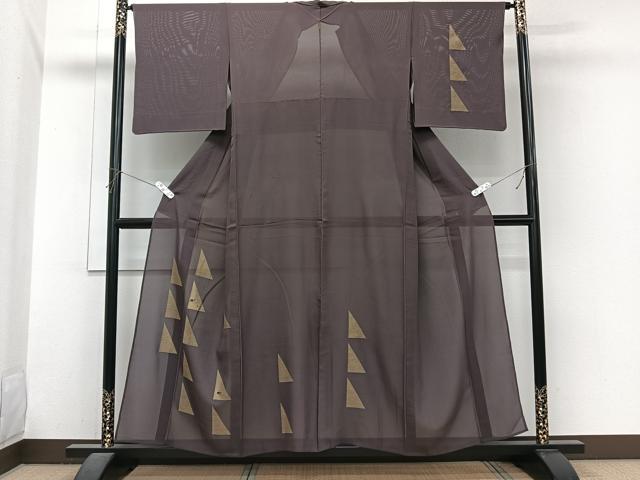 平和屋着物＊夏物　訪問着　絽　幾何学草花文　金彩　正絹　逸品　CABI3995xi