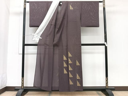 平和屋着物＊夏物　訪問着　絽　幾何学草花文　金彩　正絹　逸品　CABI3995xi